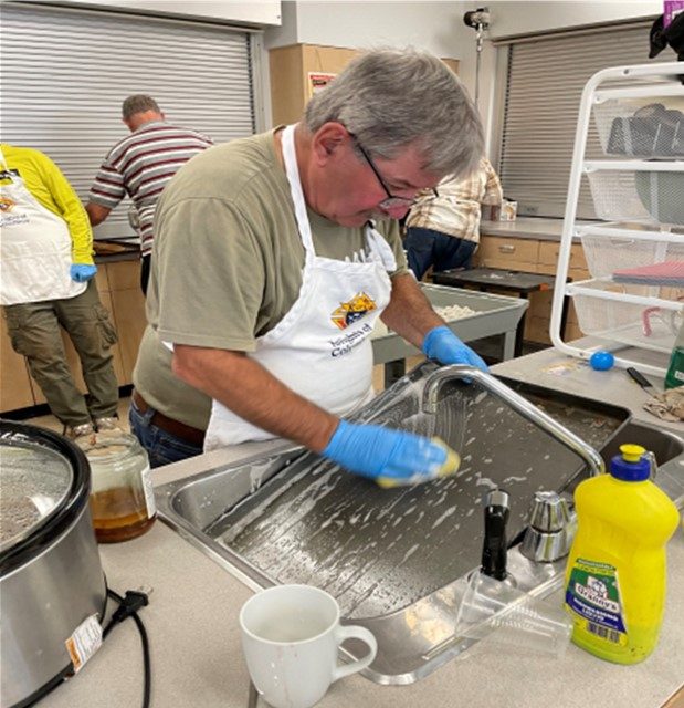 Serving the parish and community at a pancake breakfast